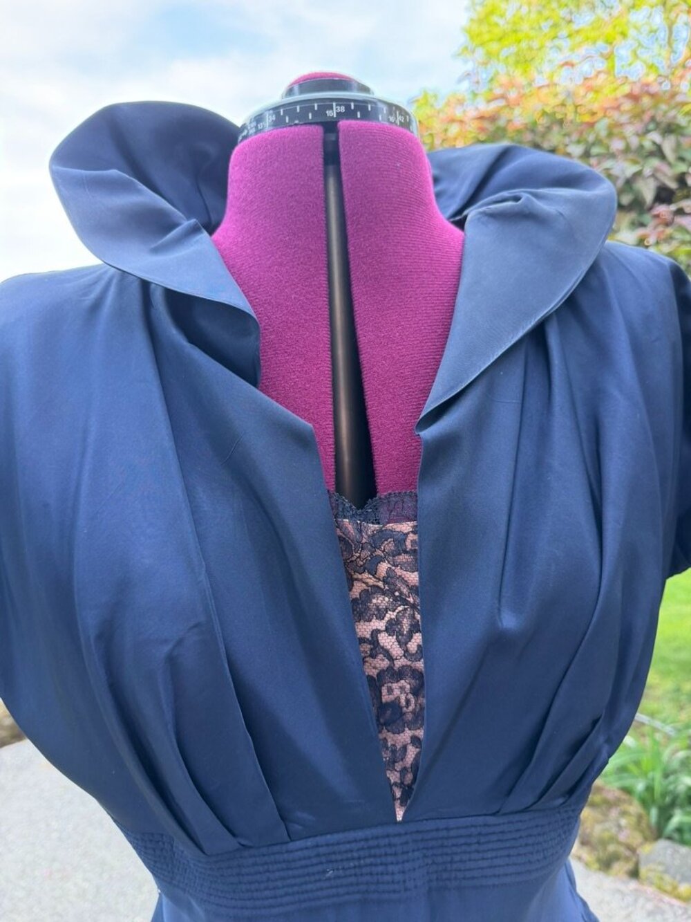 Vintage 50's fit & flare Navy Taffeta Dress
